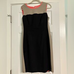 Tahari Black and Tan Colorblock Dress